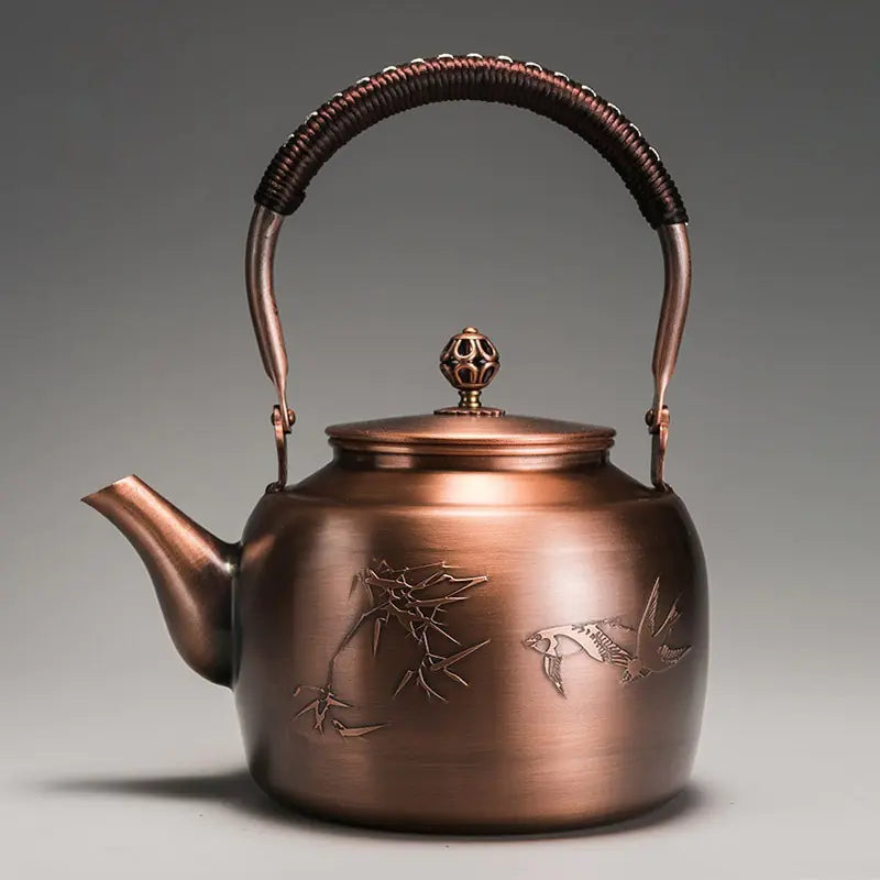 Antique Copper Manual Tea Brewing Pot with Mechanism