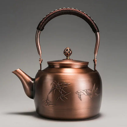 Antique Copper Manual Tea Brewing Pot with Mechanism