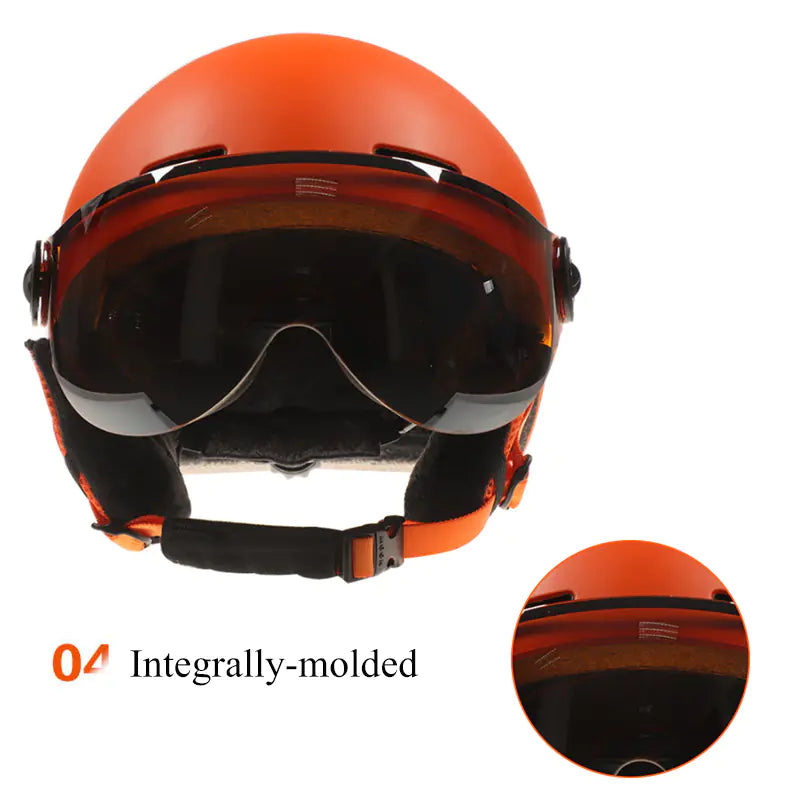 Moon Ski Helmet with Integrated Goggles for Safety