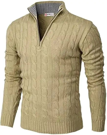 Casual Slim Long Sleeve Knitted Zip Sweater