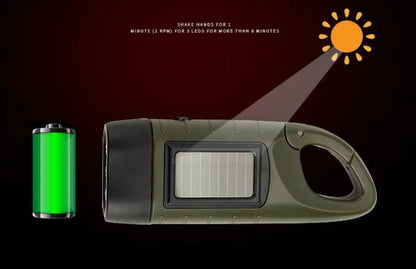 Solar and Hand-Crank Flashlight for Camping and Emergencies