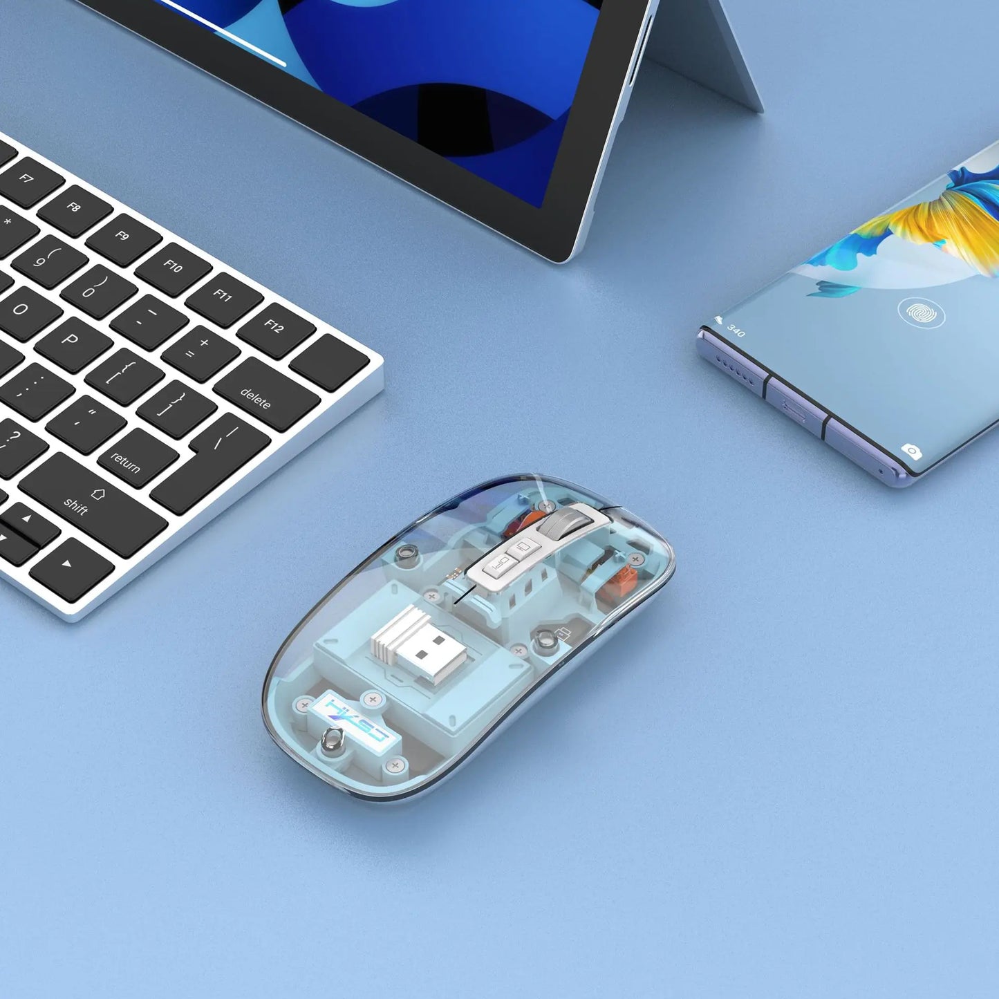 2.4G Wireless Mouse with Transparent Shell and 2400DPI