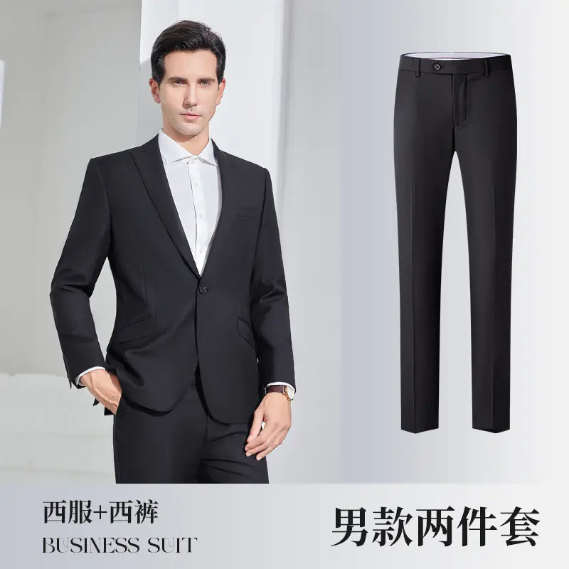 Men's Stylish Business Wool Suit Set - Solid Color Attire