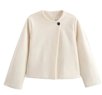 Women's Square Collar Padded Woolen Coat