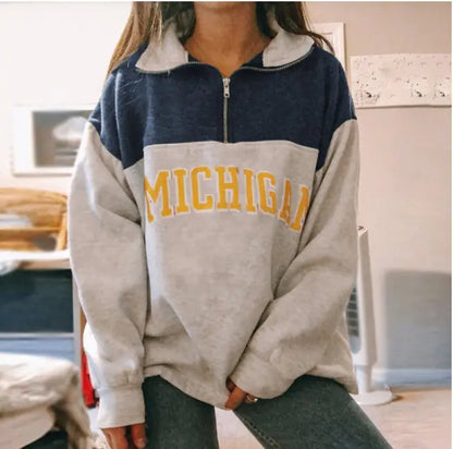 Women's Long Sleeve Zip Print Sweatshirt