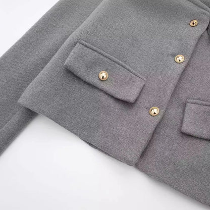 Fashion Casual Flip Trim Short Coat