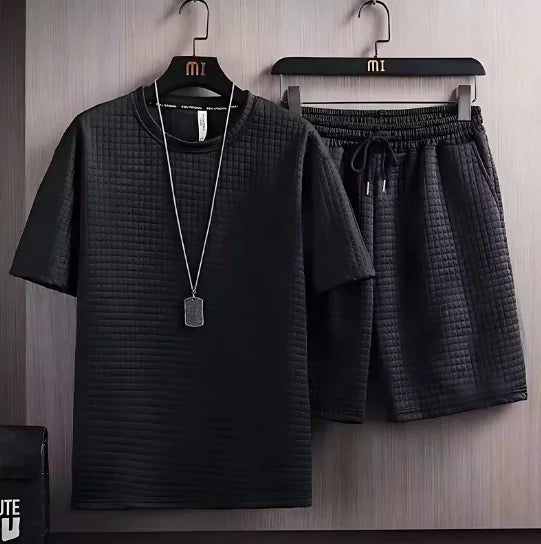 Crisp Summer Waffle-Knit Leisure Set for Men (One Set)