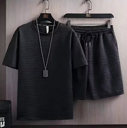 Crisp Summer Waffle-Knit Leisure Set for Men (One Set)