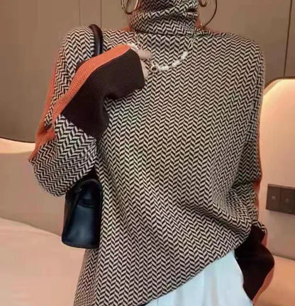 Ethnic Style High-End Women's Striped Knit Sweater