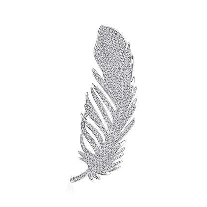 Elegant Rhinestone Feather Brooch for Women