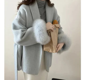 Reversible Cashmere Coat Tie-front Top
