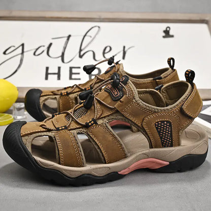 2023 Summer Men’s Casual Leather Slip-On Sandals