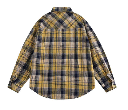 Plaid Wool Coat - Thick Outerwear