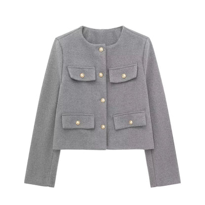 Fashion Casual Flip Trim Short Coat