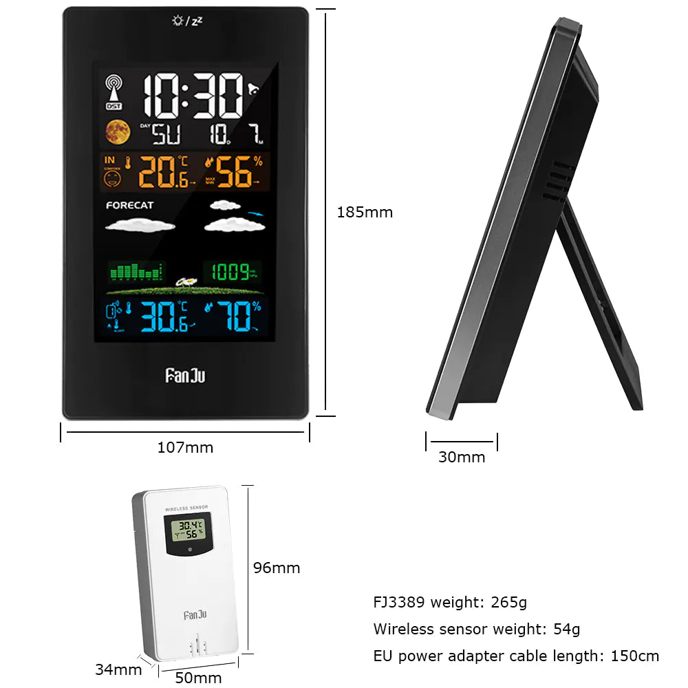 Wireless Wall-Mounted Temperature and Humidity Sensor Clock