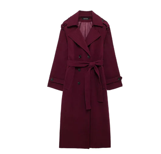 Double-Breasted Woolen Coat (One Piece)