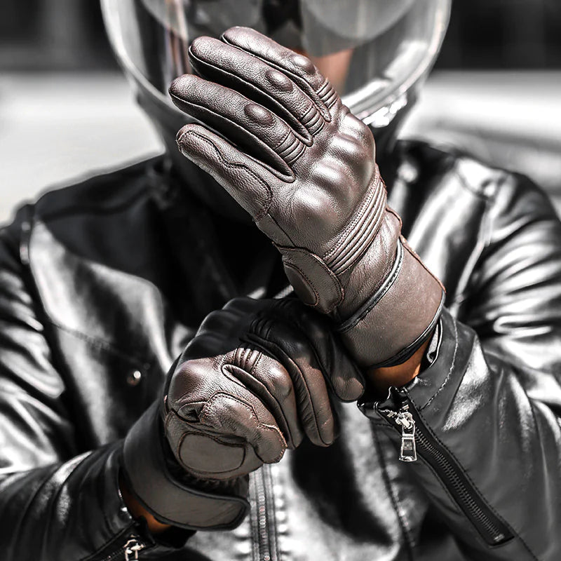 Winter Thickened Leather Motorcycle Riding Gloves