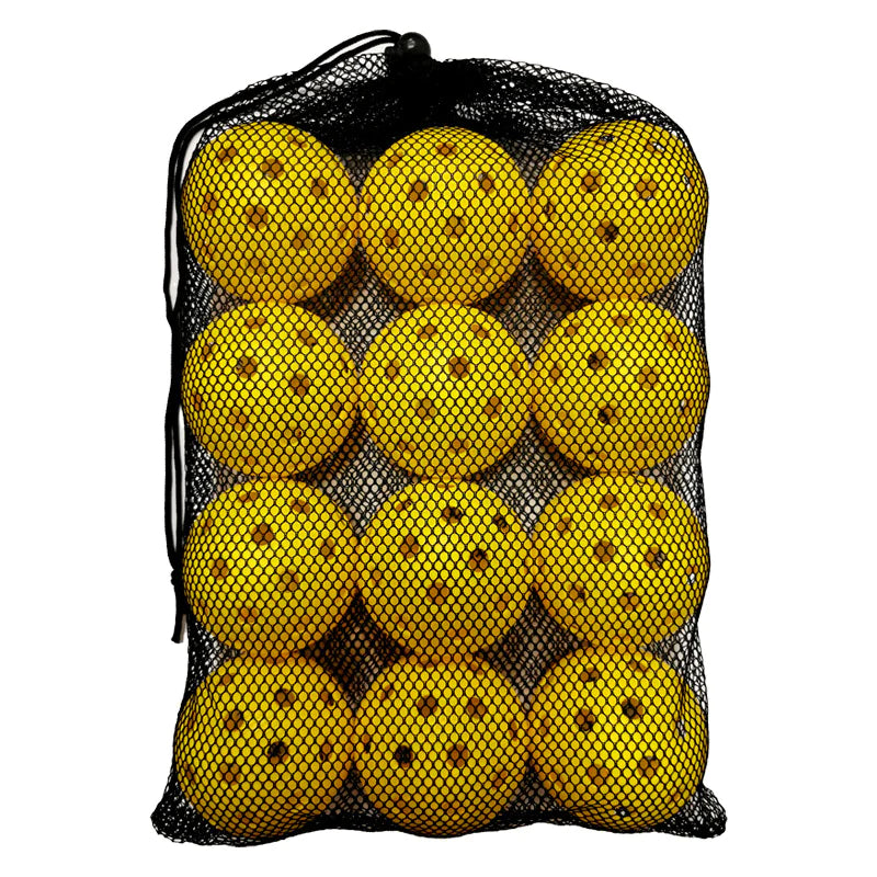 12-Pack 74mm 40-Hole Plastic Pickleball Balls with Net Bag – Assorted Colors