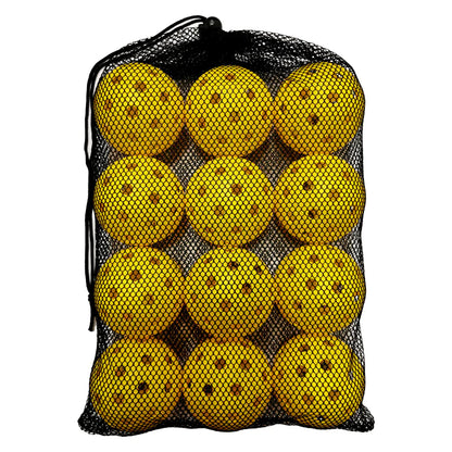 12-Pack 74mm 40-Hole Plastic Pickleball Balls with Net Bag – Assorted Colors