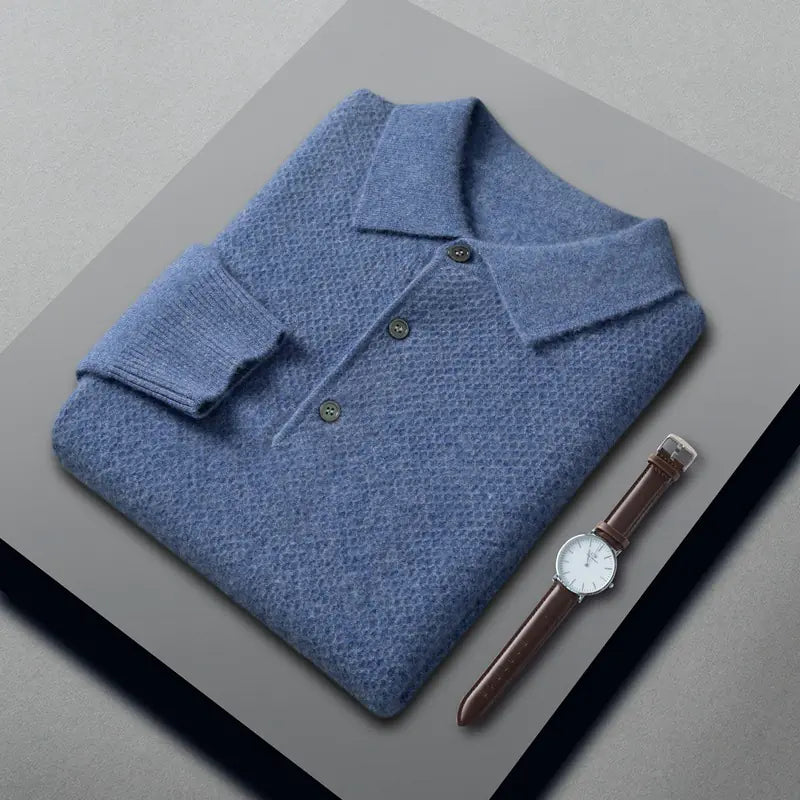 Men's Cashmere Knitted Polo Collar Shirt