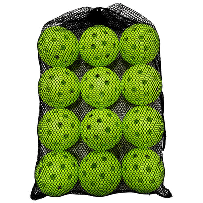 12-Pack 74mm 40-Hole Plastic Pickleball Balls with Net Bag – Assorted Colors