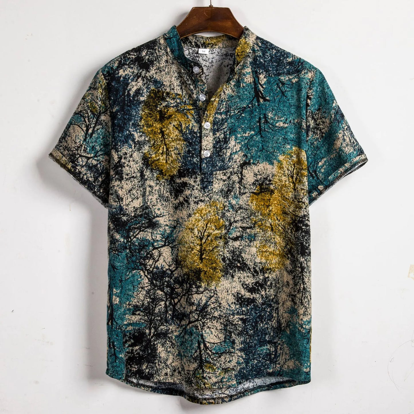 Men's Floral Short Sleeve Button-Up Shirt