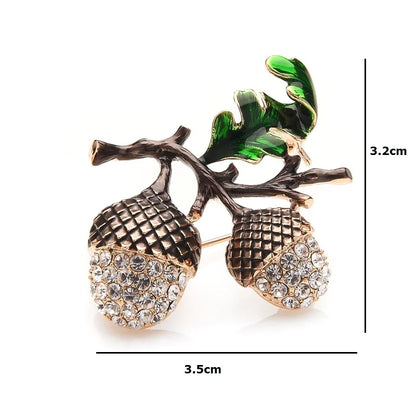 Hazelnut and Pine Cone Brooch Jewelry