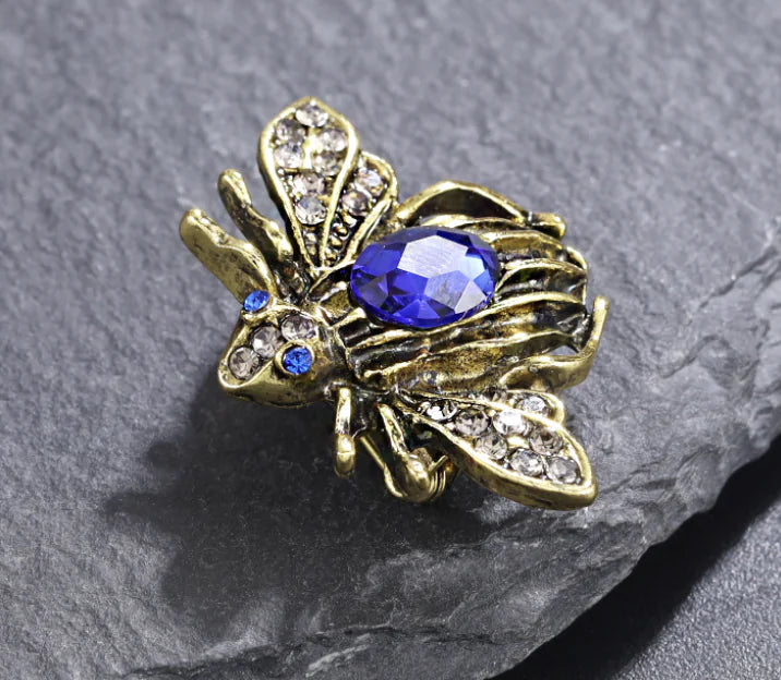 Vintage Insect Brooch with Rhinestones for Women