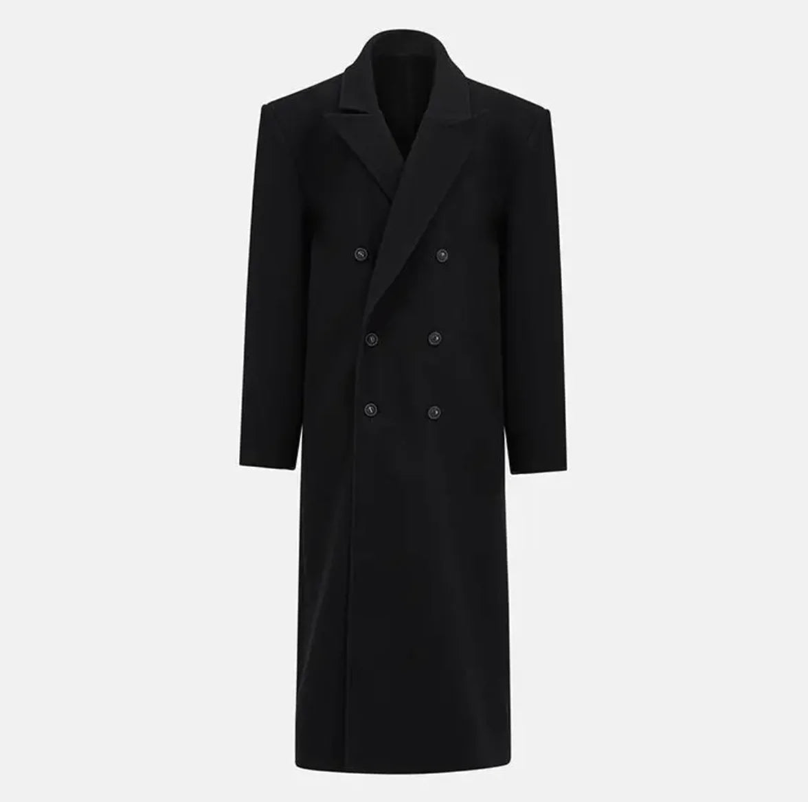 Wool Blend Suit Collar Long Coat