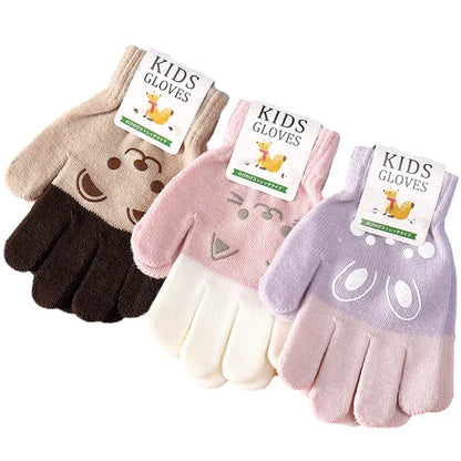 Cute Cartoon Knitted Gloves for Kids - Warm Mittens