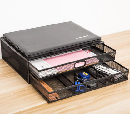 Metal Mesh Monitor Stand and Laptop Holder Storage