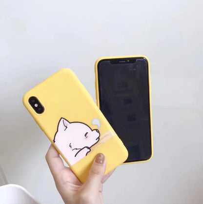 Cat Phone Case, Yellow Apple Phone Cover