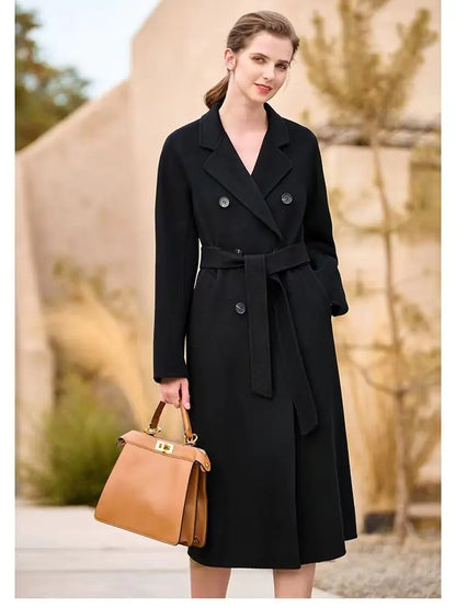 Ladies Long Lapel Woolen Coat
