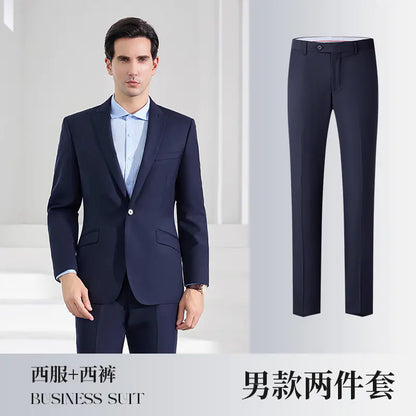 Men's Stylish Business Wool Suit Set - Solid Color Attire