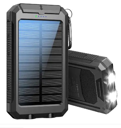 Life Light Solar Power Bank with LED Flashlight - 8000mAh, IP65 Waterproof, Dual USB Output
