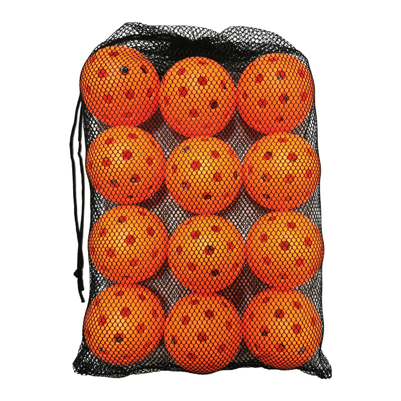 12-Pack 74mm 40-Hole Plastic Pickleball Balls with Net Bag – Assorted Colors