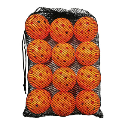 12-Pack 74mm 40-Hole Plastic Pickleball Balls with Net Bag – Assorted Colors