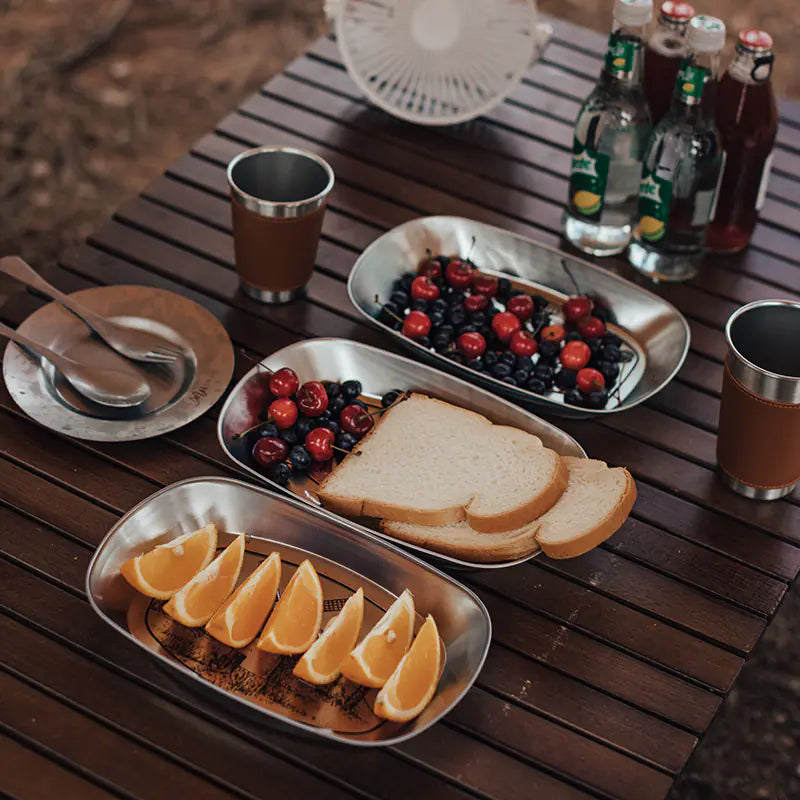 Outdoor Camping Fruit Tray - Vintage Metal Snack Plate