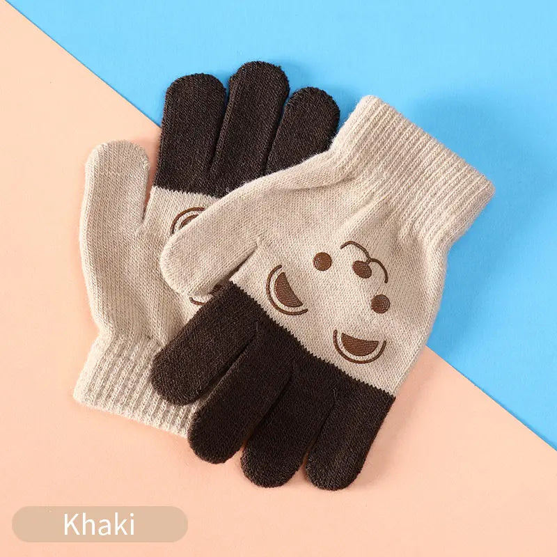 Cute Cartoon Knitted Gloves for Kids - Warm Mittens