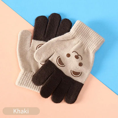 Cute Cartoon Knitted Gloves for Kids - Warm Mittens