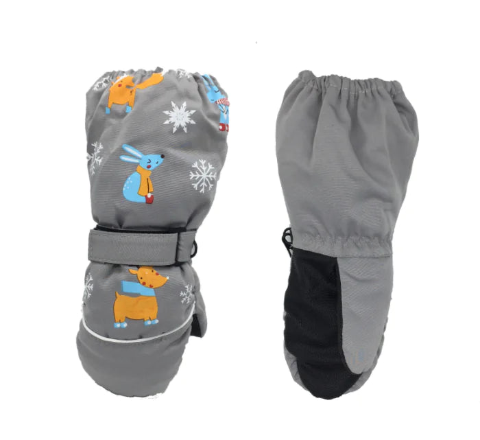 Children's Thickened Ski Gloves with Deer Rabbit Print