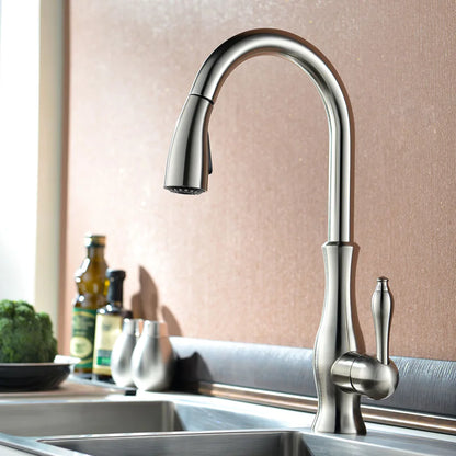 All Copper Rotatable Pull-Out Kitchen Faucet