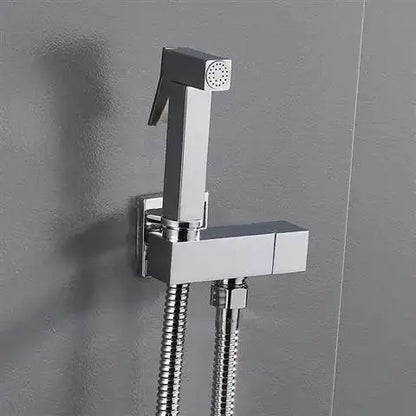 Square Black Brass Bidet Sprayer Set with Angle Valve