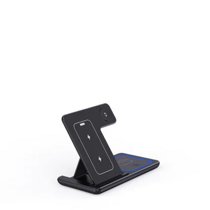 Side view of iPhone in landscape mode on a charging dock.