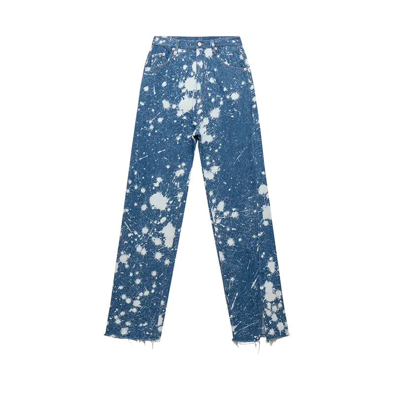 Women's Tie Dye Wash Straight Fit Jeans