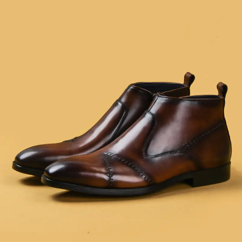 Handmade British Leather High-Top Shoes