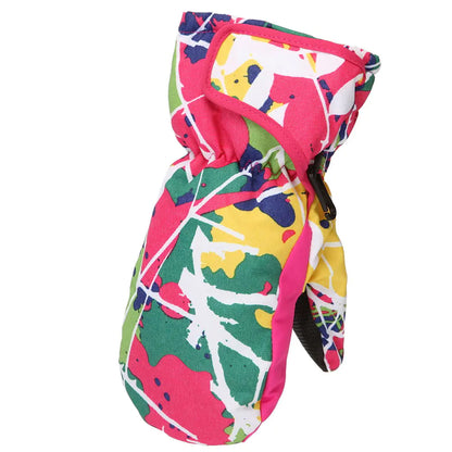 Children's Warm Mittens with Colorful Stitching