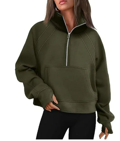 SARAH Half Zip Pullover Sweatshirt (One Piece)