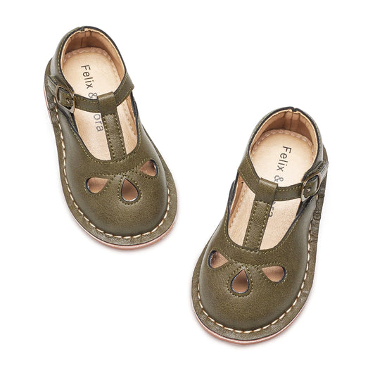 Felix & Flora Toddler Little Girl Green Mary Jane Dress Shoes - Ballet Flats for Easter Flower Girl Party School Shoes(Green6 Toddler)