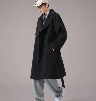 Men's Double Breasted Loose Trench Coat